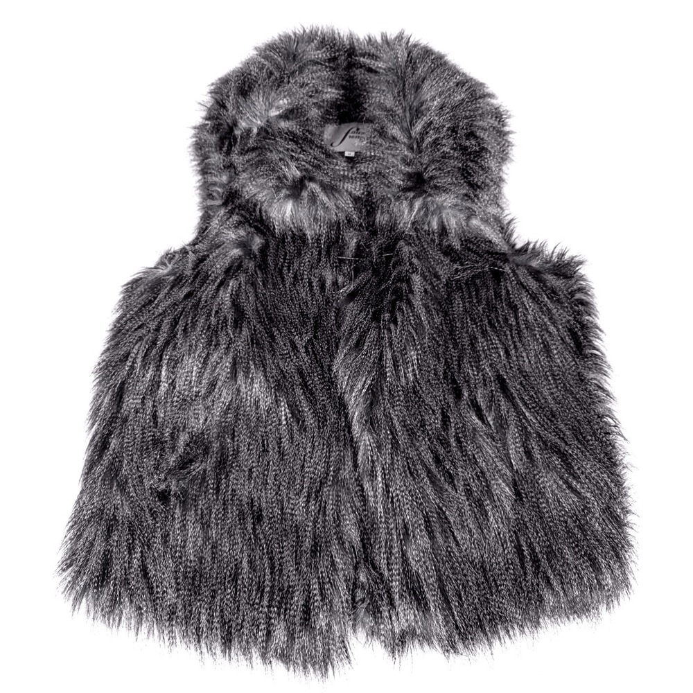 Dena Gray Blue Fox Fur Vest Womens Med Open Front Lux Mob Wife Glamorous